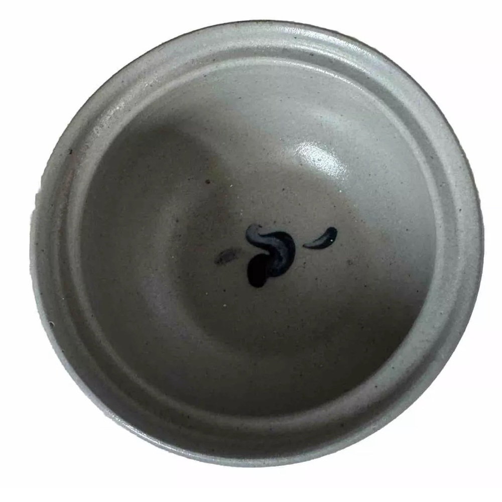 Vintage German Pottery Salt Glaze #2 Covered Pot With Lid Hand Painted Blue - Picture 3 of 9